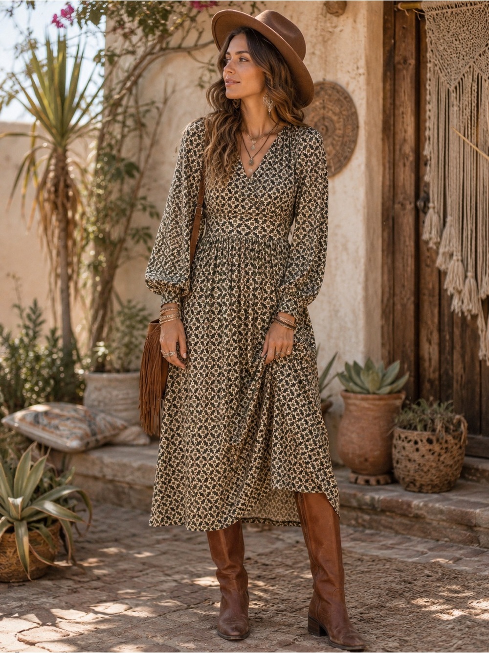 Boden Fixed Wrap Shady Glade Jersey Midi Dress Sz 10